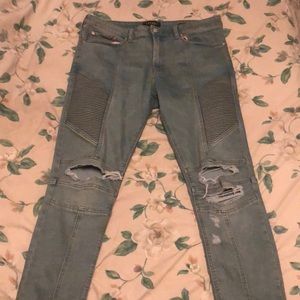 Distressed Moto Jeans